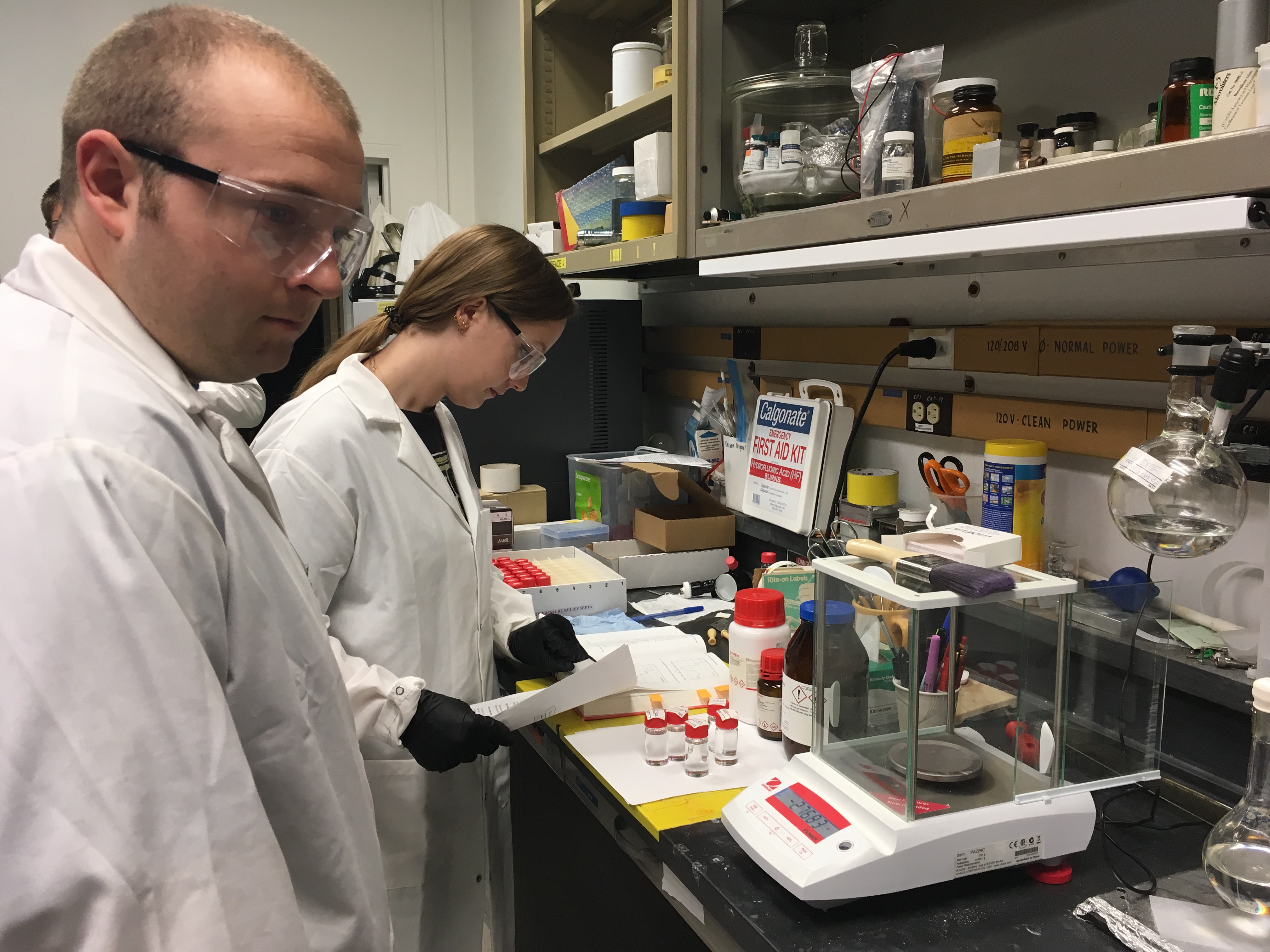 Students at the 2019 EBSS work on liquid scintillator